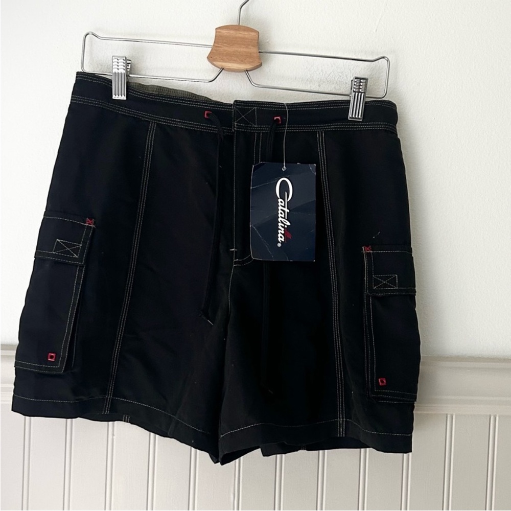 ⭐️ NEW Y2K Catalina Size Medium Black Women's Swim Cargo Board Shorts